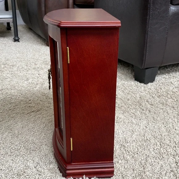 Classic Red Wooden Jewelry Armoire with Glass Door - Picture 8 of 11